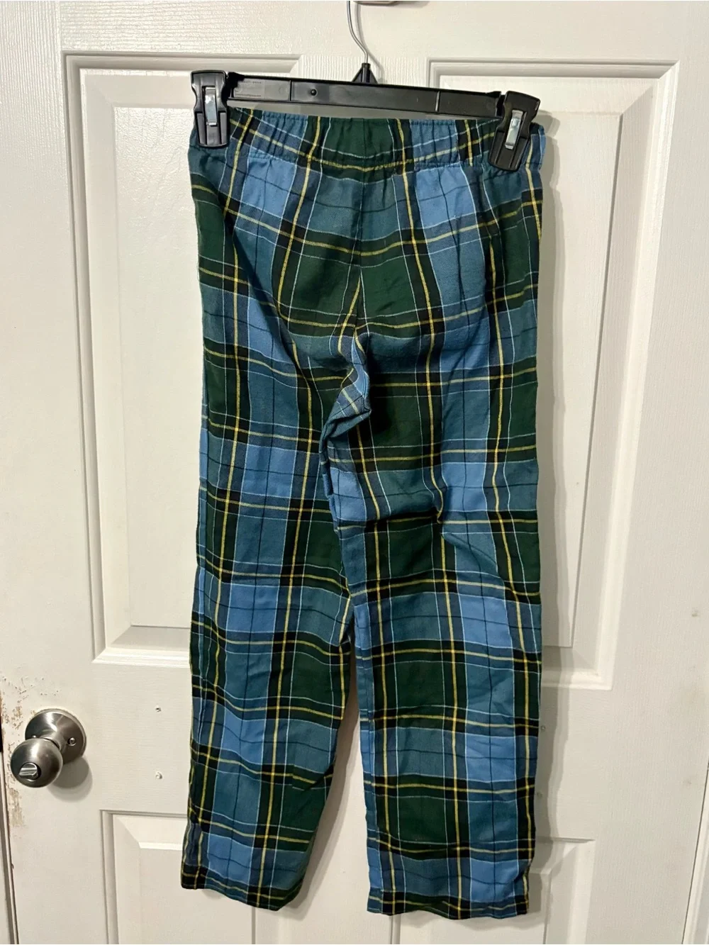 Old Navy Dark Green 'Let's Do This' Pajama Set with Blue Plaid Pants